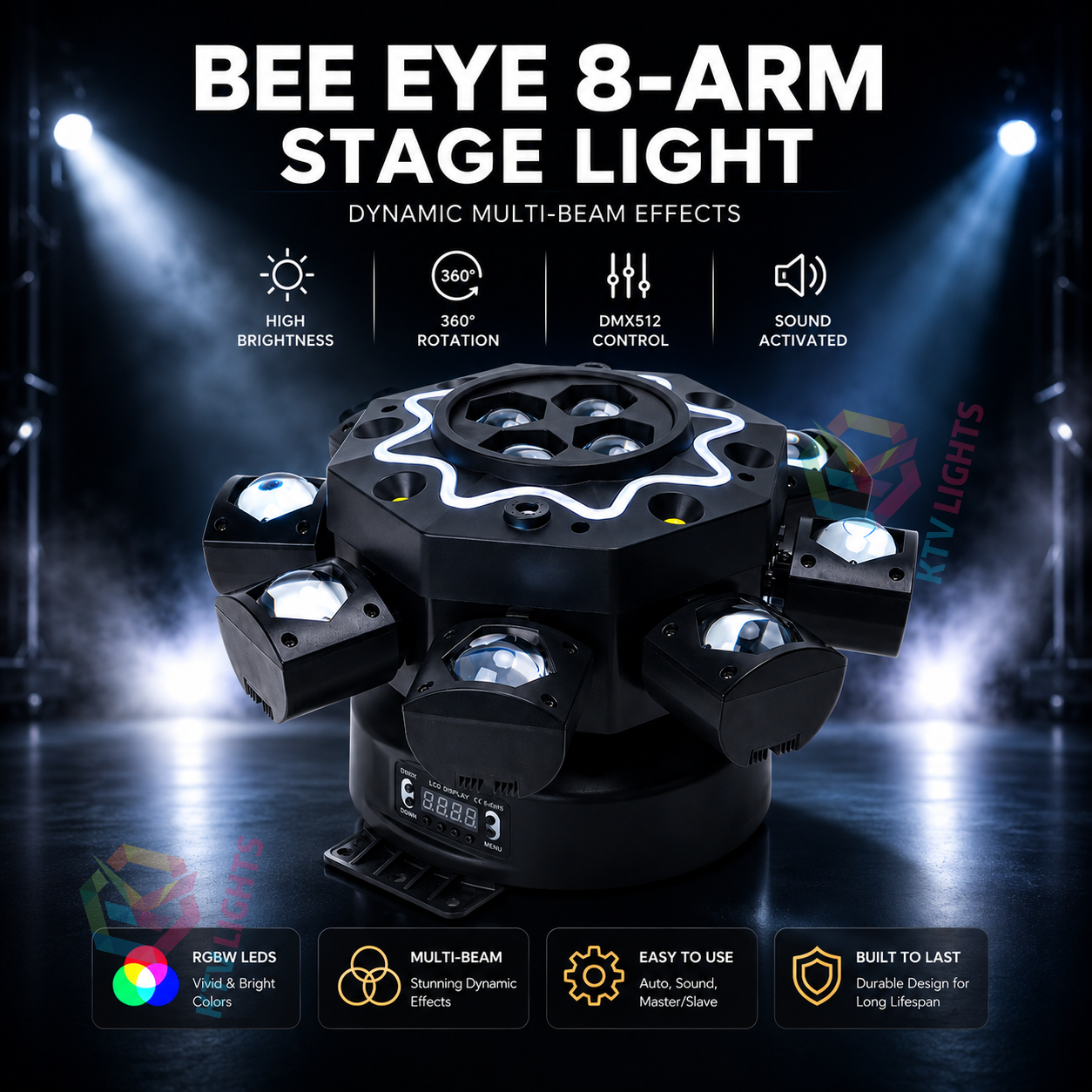 Bee Eye 8 Arm Moving Head Stage Light DJ KTV Party Light-E81