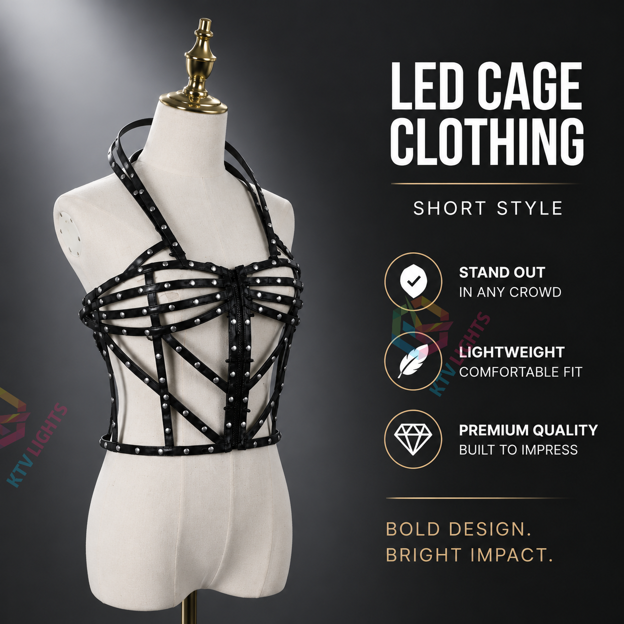 KTVLIGHTS Full Color LED Cage Clothing for Rave & Festivals-M13