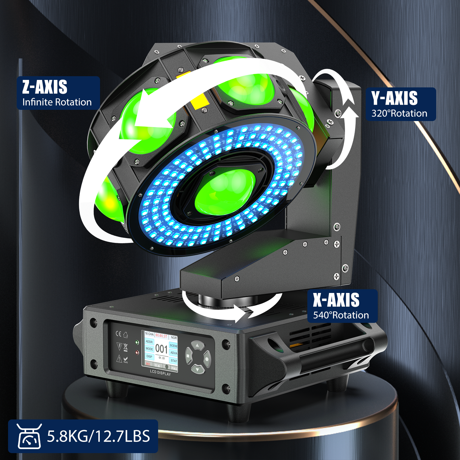 160W RGBW LED Beam Rotating Laser Moving Head Light-E41