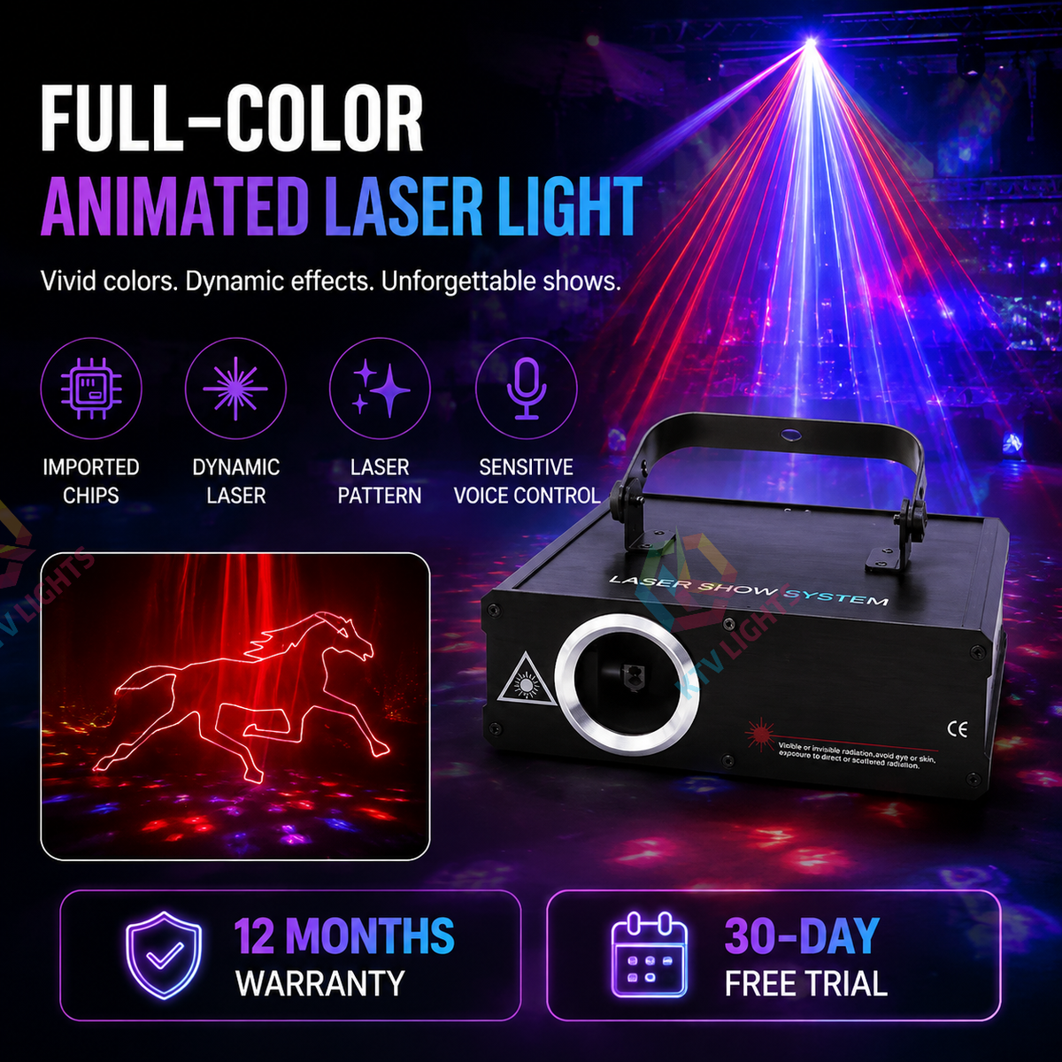 KTVLIGHTS Full-color animated laser light, suitable for DJ parties and nightclubs-A30