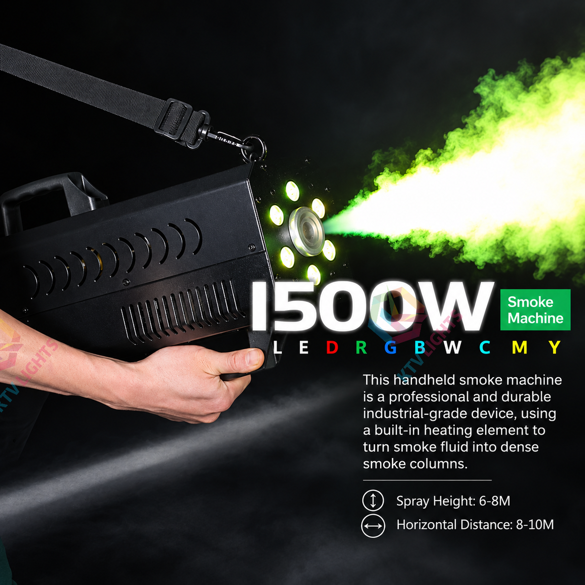 KTVLIGHTS 1500W RGB LED Handheld Fog Gun for DJ & Stage-Y21