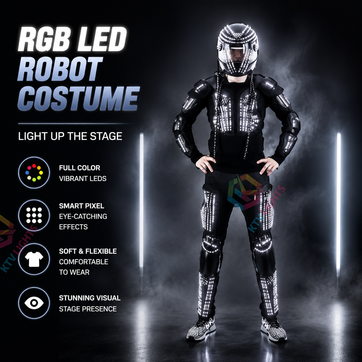 KTVLIGHTS RGB LED Robot Costume for Stage Performances and Parties-M25