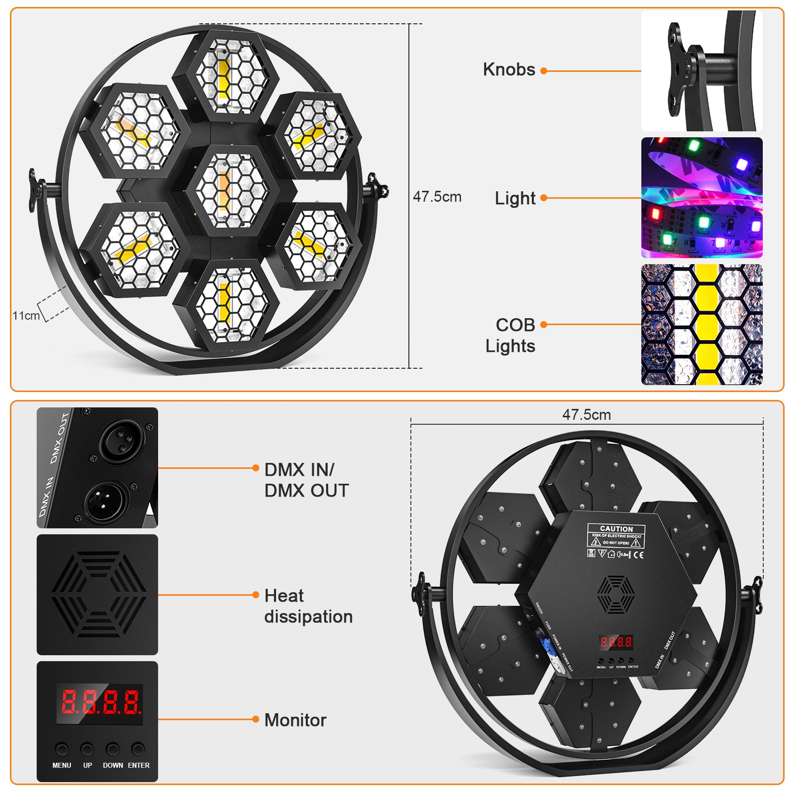 200W RGB COB LED Retro Flash Light -F1