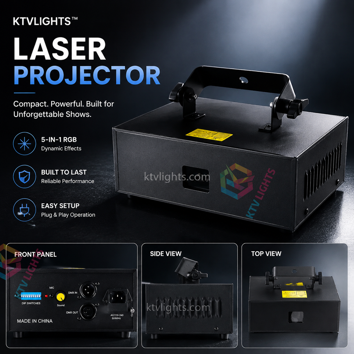KTVLIGHTS 2W RGB Animation Beam Scanning DMX Stage Laser Light-A8