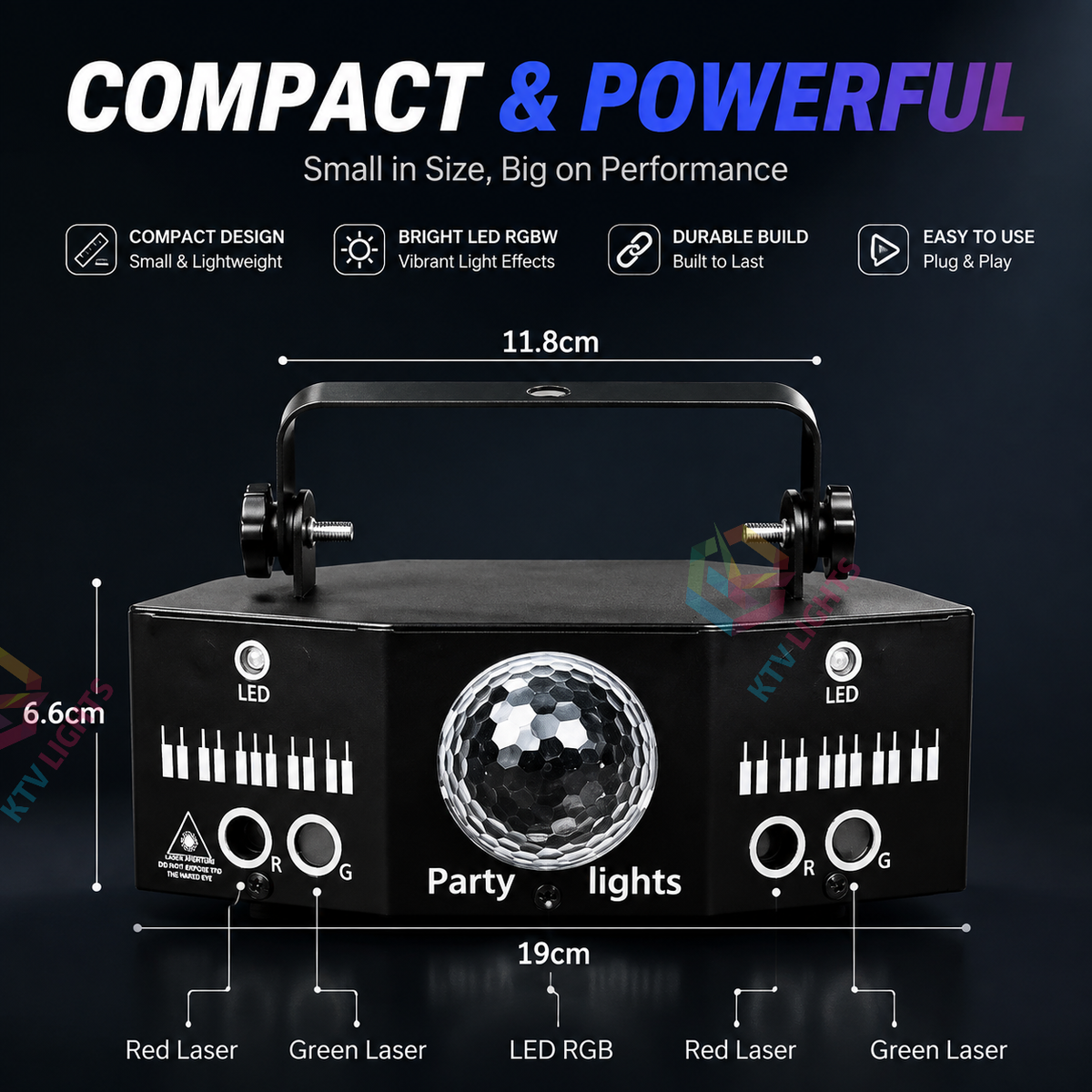 KTVLIGHTS "3-in-1" Magic Ball Disco Laser Light—suitable for all kinds of events-C1
