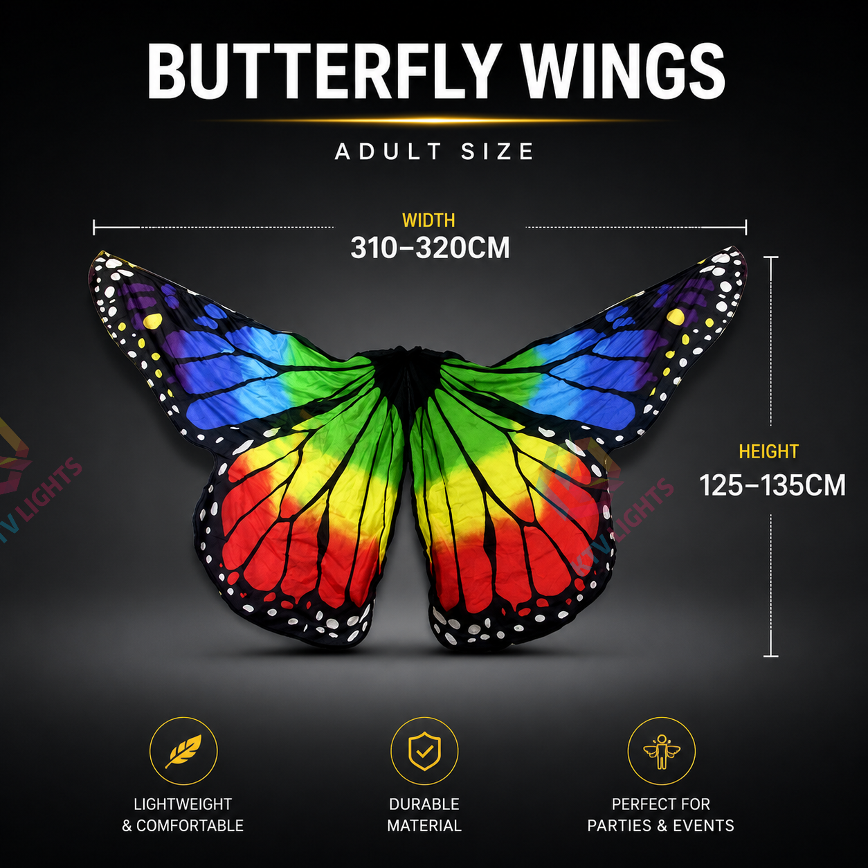 KTVLIGHTS Full Color LED Butterfly Wings Light Up Costume for Rave Party-M4