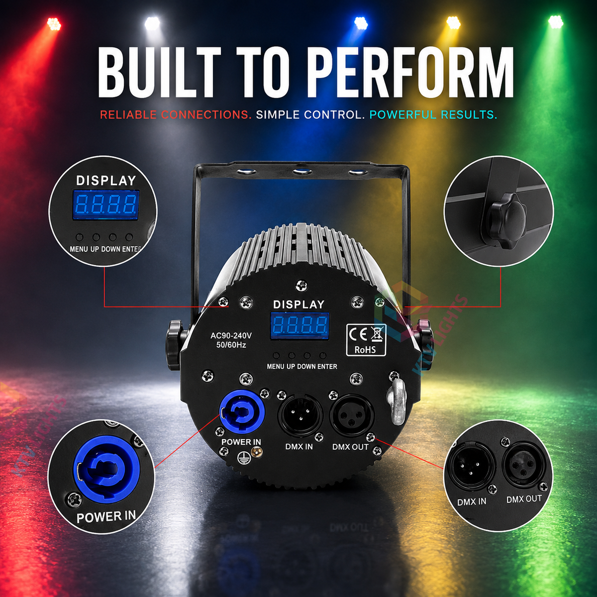 KTVLIGHTS 60W RGBW 7/11CH DMX512 Aviation PAR Light-P73