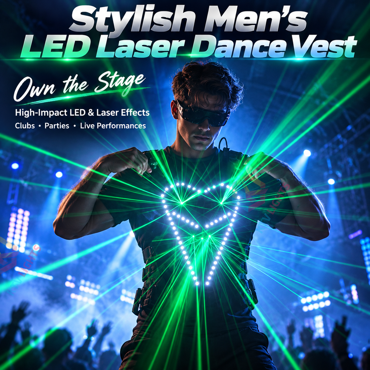 KTVLIGHTS Cyberpunk LED Light-Up Vest for Raves, Festivals & Parties-M69