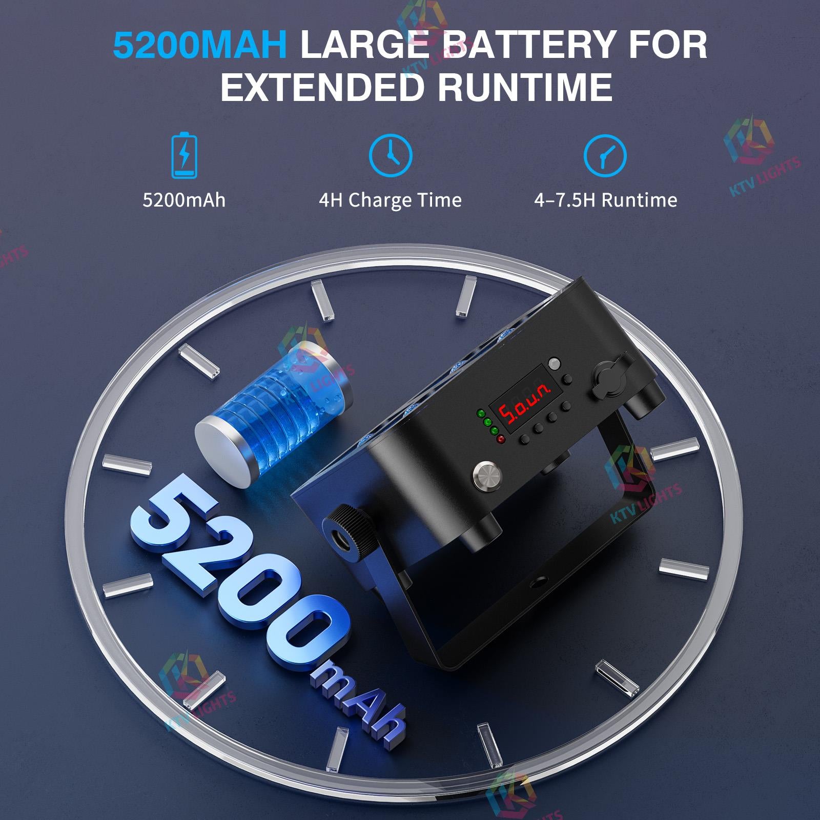 4x15W RGBWA+UV LED Rechargeable Par Light-P54