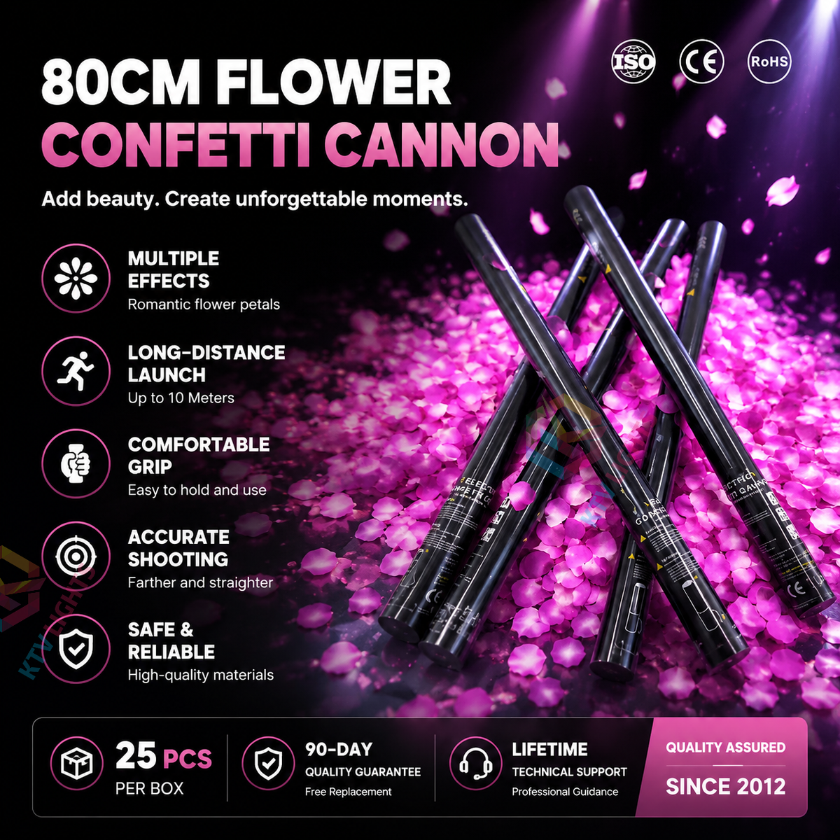 KTVLIGHTS 4-Head Electronic Confetti Launcher for Events-H11