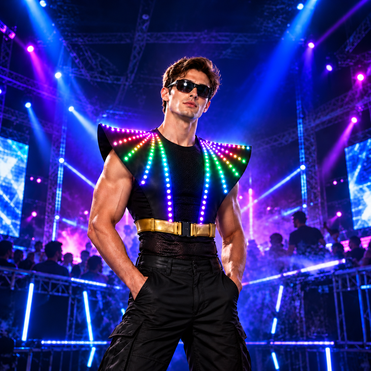 KTVLIGHTS RGB LED Performance Vest for Men & Women Stage DJ Party-M64
