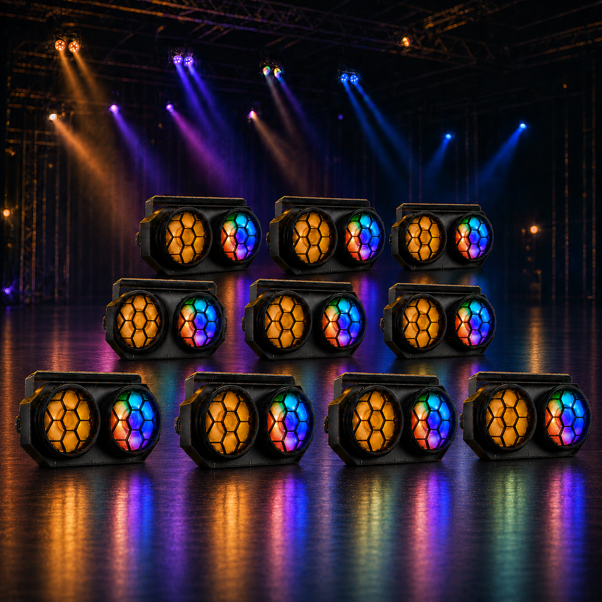 KTVLIGHTS 2x100W RGB COB LED PAR Strobe Stage Light-P65
