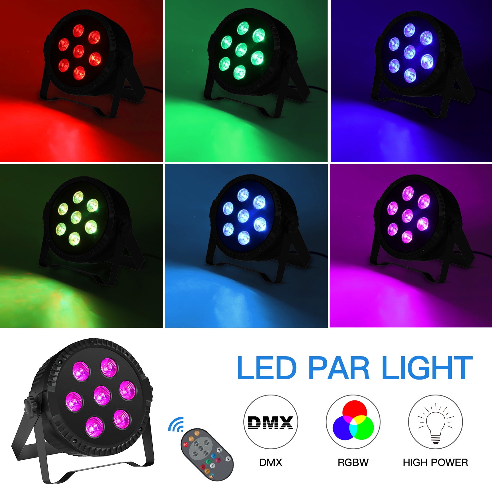 70w rainbow effect 7-piece RGBW 4-in-1 LED par light-P46