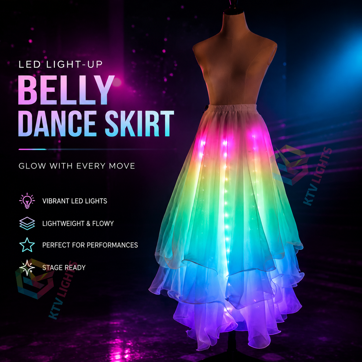 KTVLIGHTS Make Every Move Glow With LED Dance Skirt-M40
