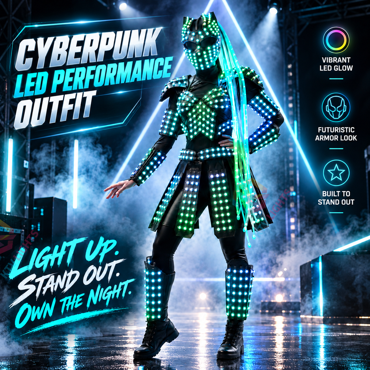 KTVLIGHTS Women's LED Stage Costume for Rave, DJ & Dance-M62