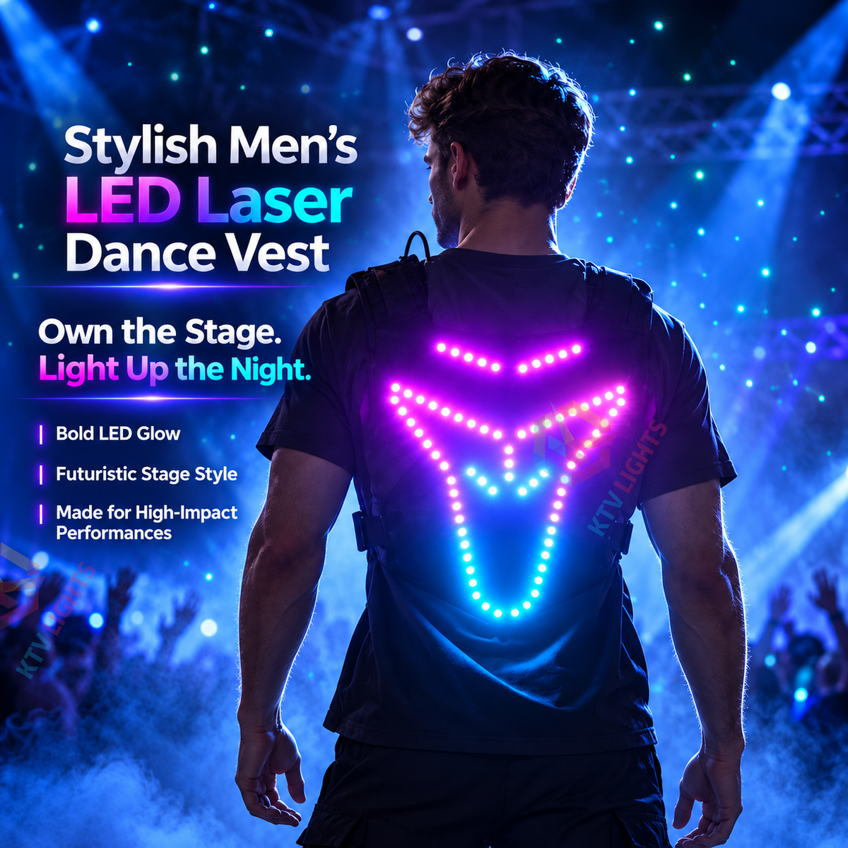 KTVLIGHTS Cyberpunk LED Light-Up Vest for Raves, Festivals & Parties-M69