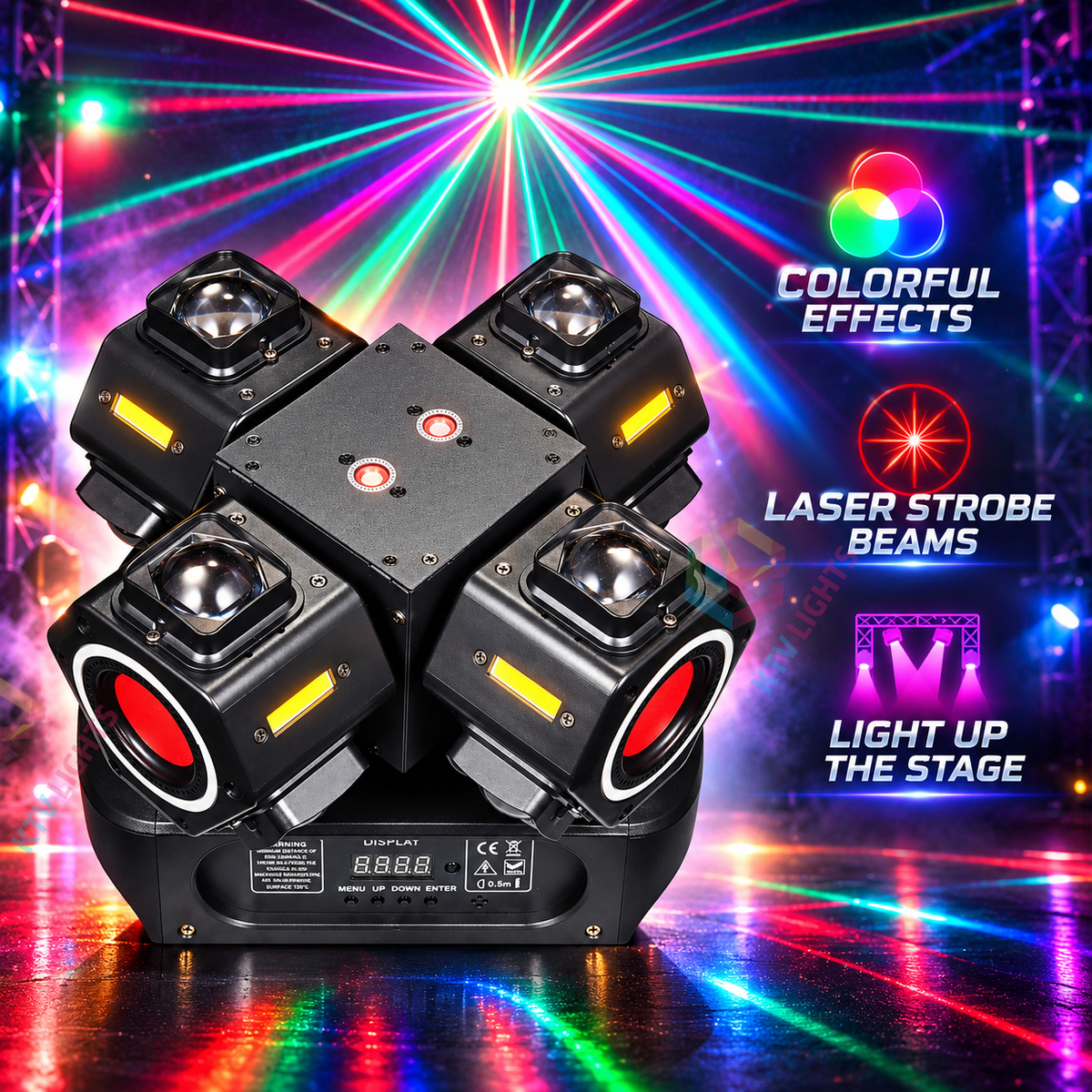 KTVLIGHTS 180W 4-Arm Moving Head Laser Beam DJ Stage Light-E96