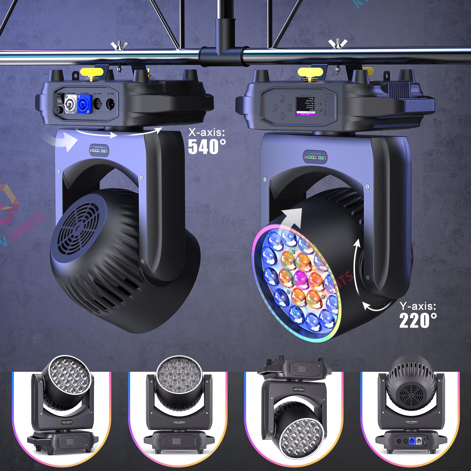 19x15W LED RGBW Zoom Moving Head Light-E60