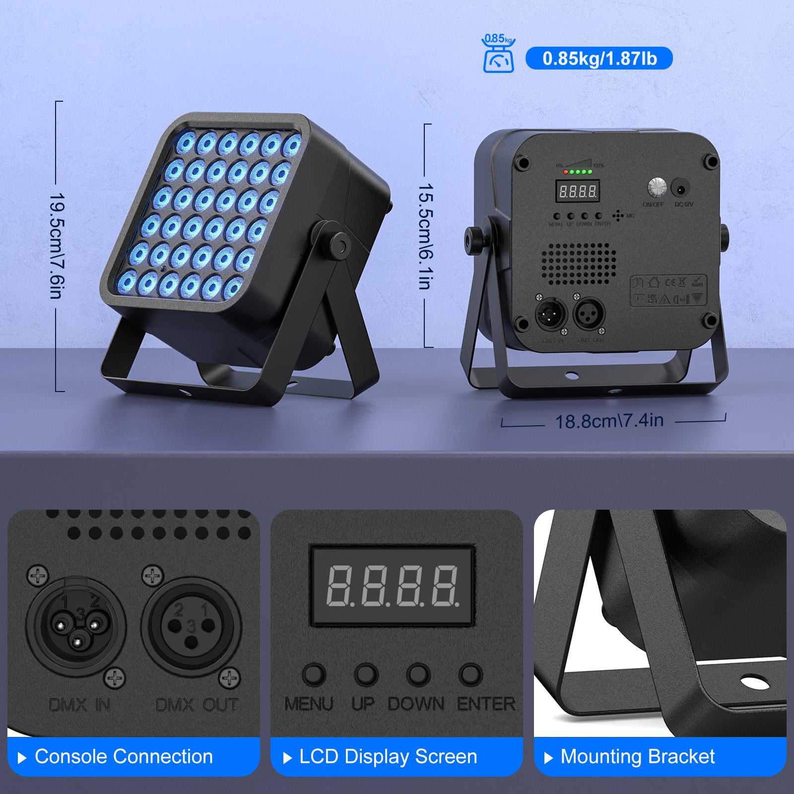 36 LED Wireless Battery Light 3in1 Rechargeable RGB Par Light-P36