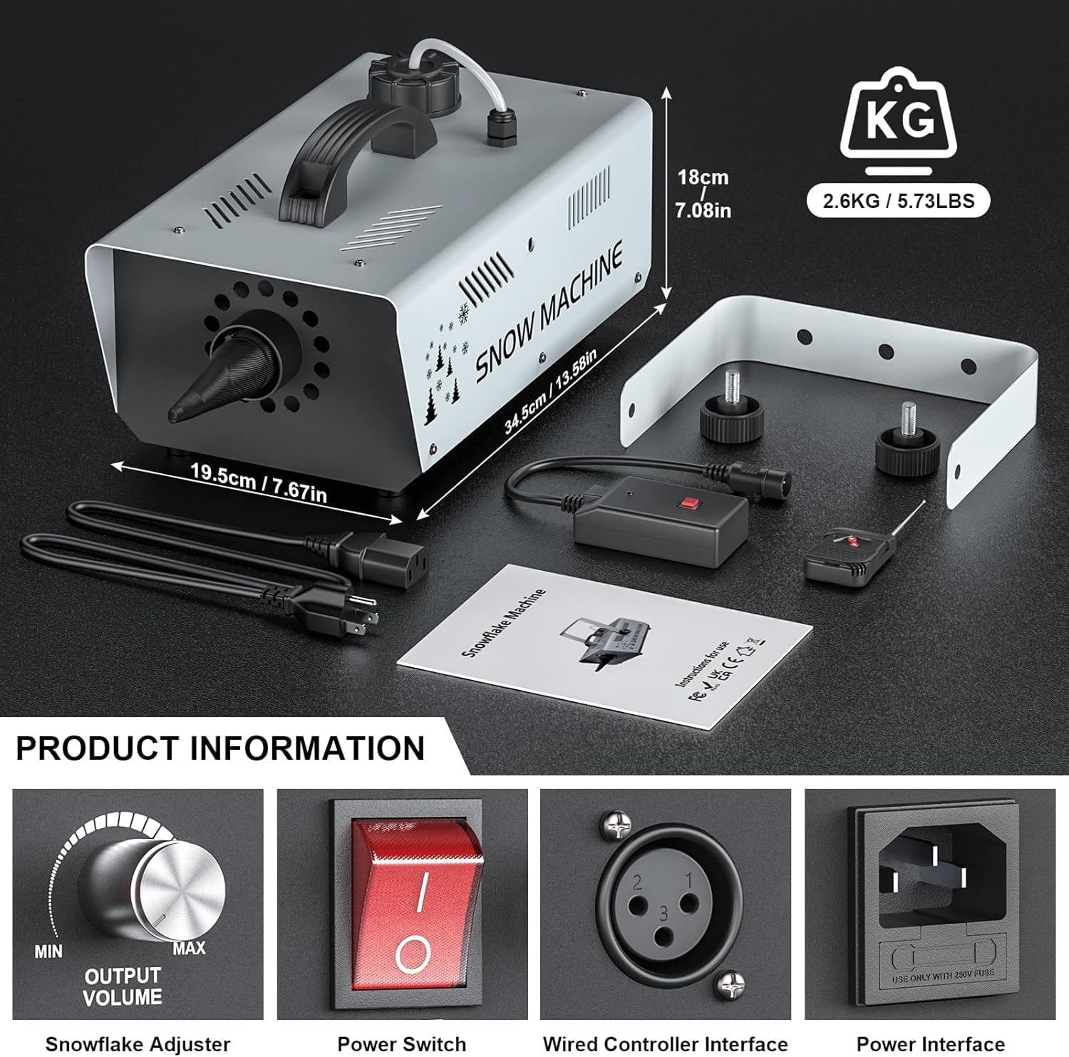 1000W Snow Machine with Remote Control-H3