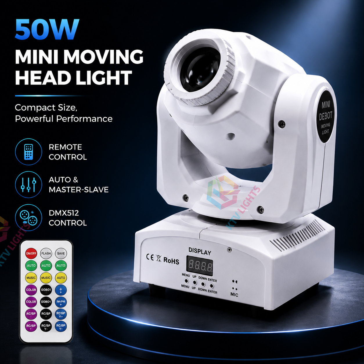 KTVLIGHTS LED Moving Head DJ Stage Light 8 Gobo-E27