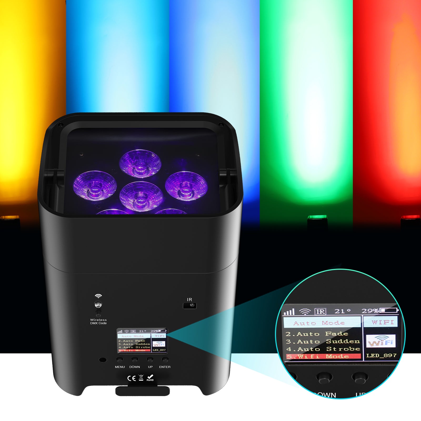 6Pcs 18W RGBWA + UV Wash Lamp-X12