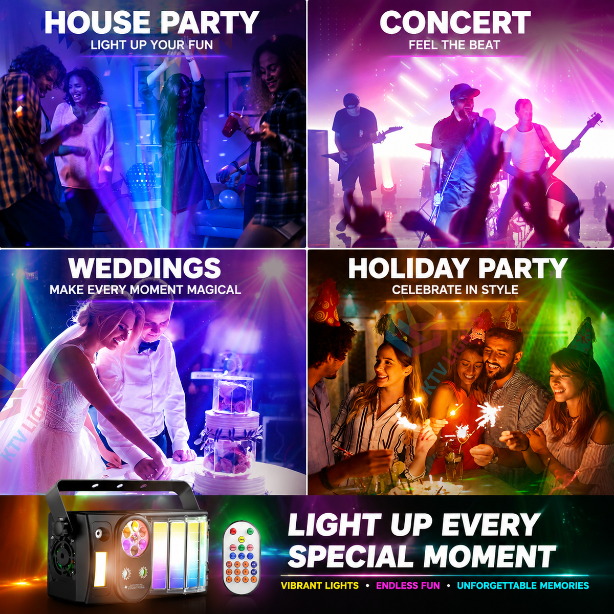 KTVLIGHTS 40W RGB Laser DJ Party Light with DMX & Remote Control-C28