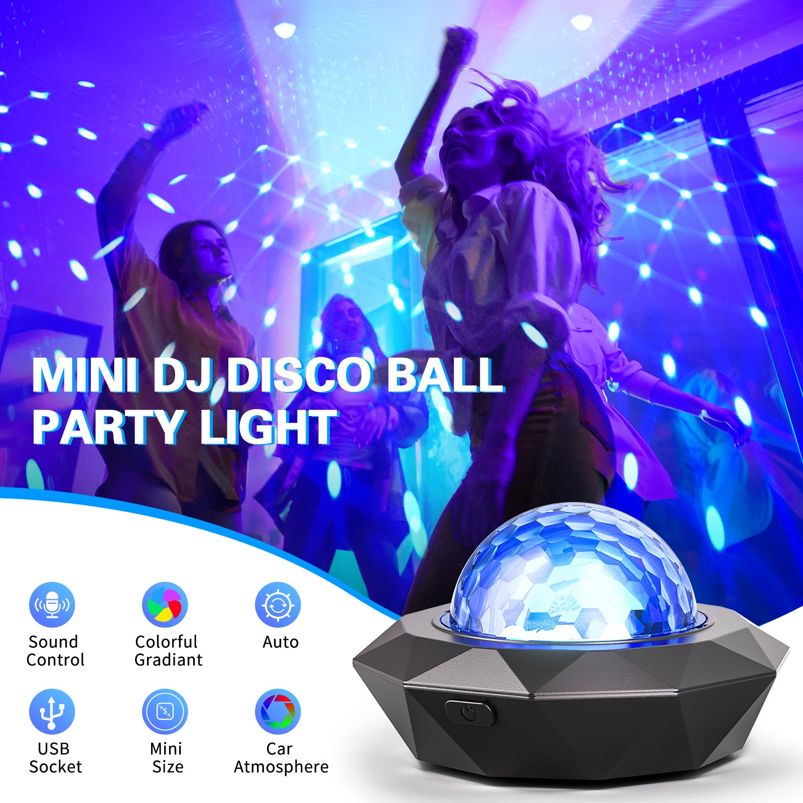 Mini USB Rechargeable Magic Ball Disco Light-C2