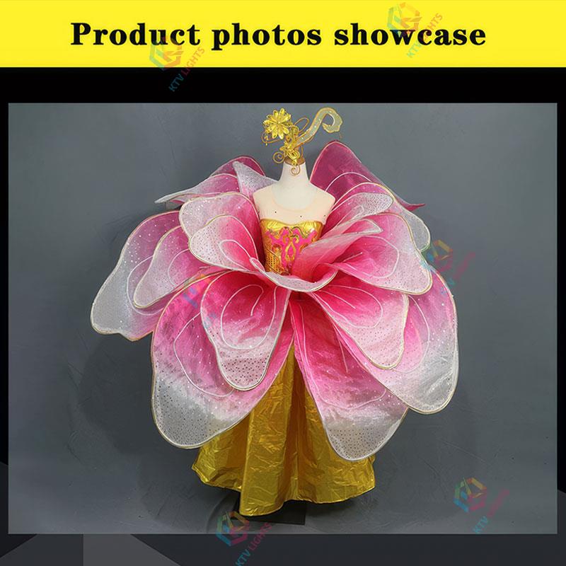 Full Color LED Petal Skirt Flower Opening Dance Big Swing Dress-M14