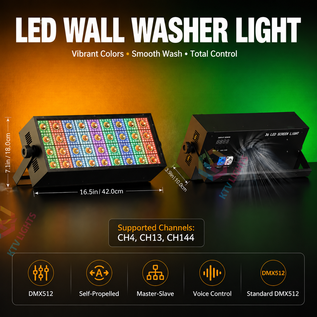 KTVLIGHTS 200W RGBW LED Stage Wall Washer Light-X15