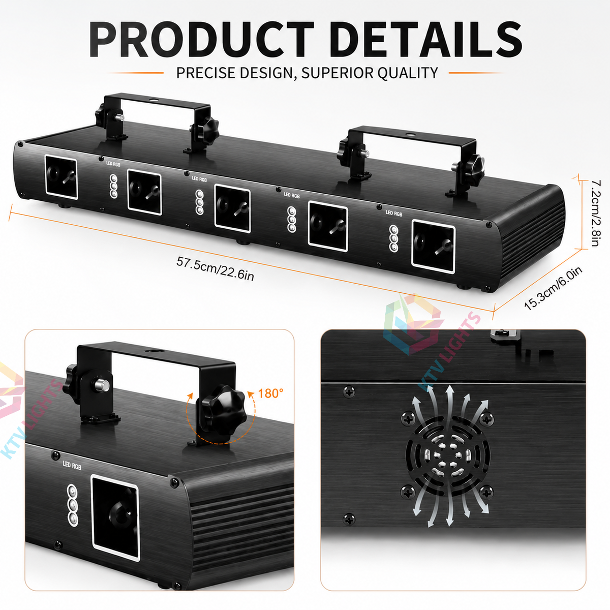 KTVLIGHTS 5-Aperture RGB Laser Light for DJ Stage Parties-B2