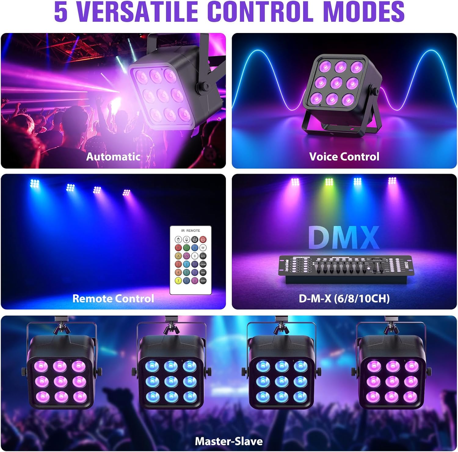 54W DMX6in1 RGBWAUV Rechargeable Stage Light-P25
