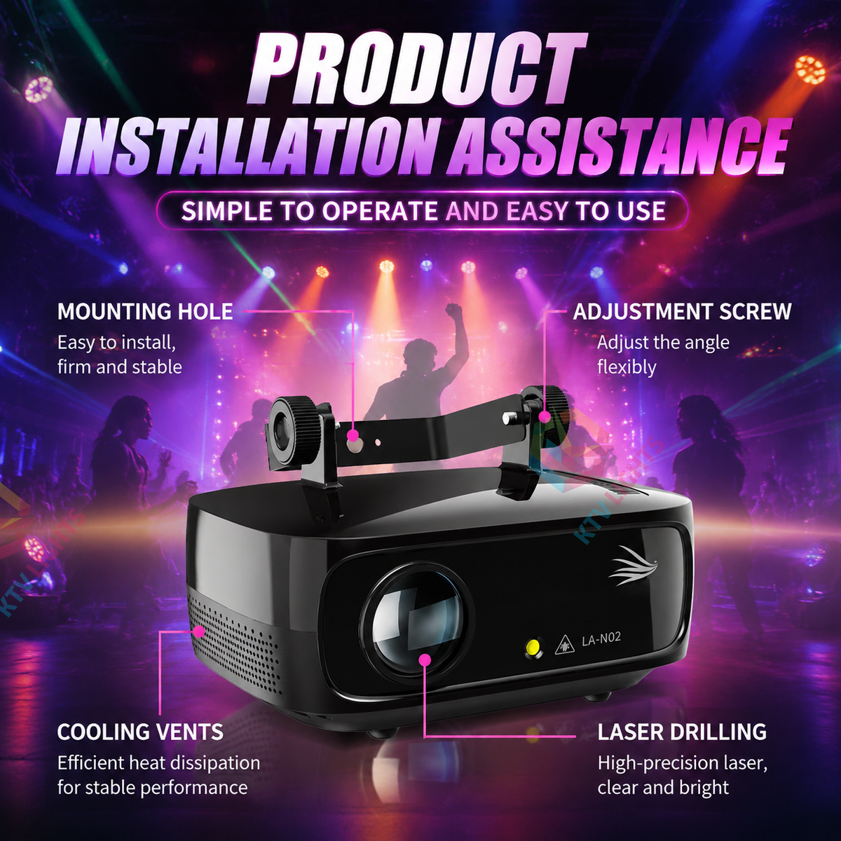 KTVLIGHTS RGB Animation Strobe Laser Light – DJ Stage Effect Light – DMX512 - A12