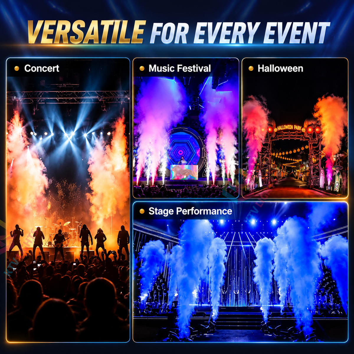 KTVLIGHTS 24-LED RGB Column Smoke Machine for Stage Events-Y24