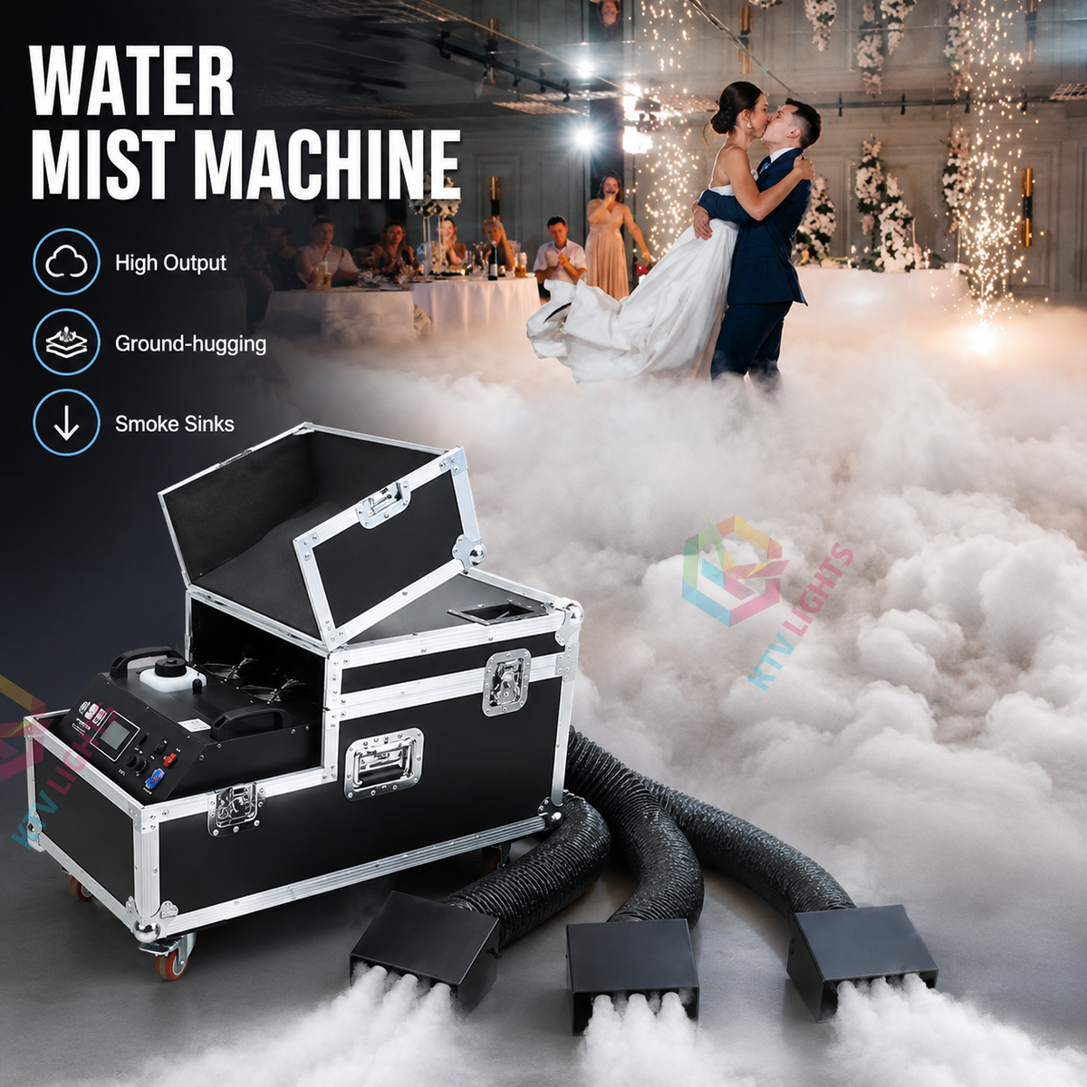 KTVLIGHTS Dual-Tube Low-Lying Fog Machine for Weddings & Events-Y23