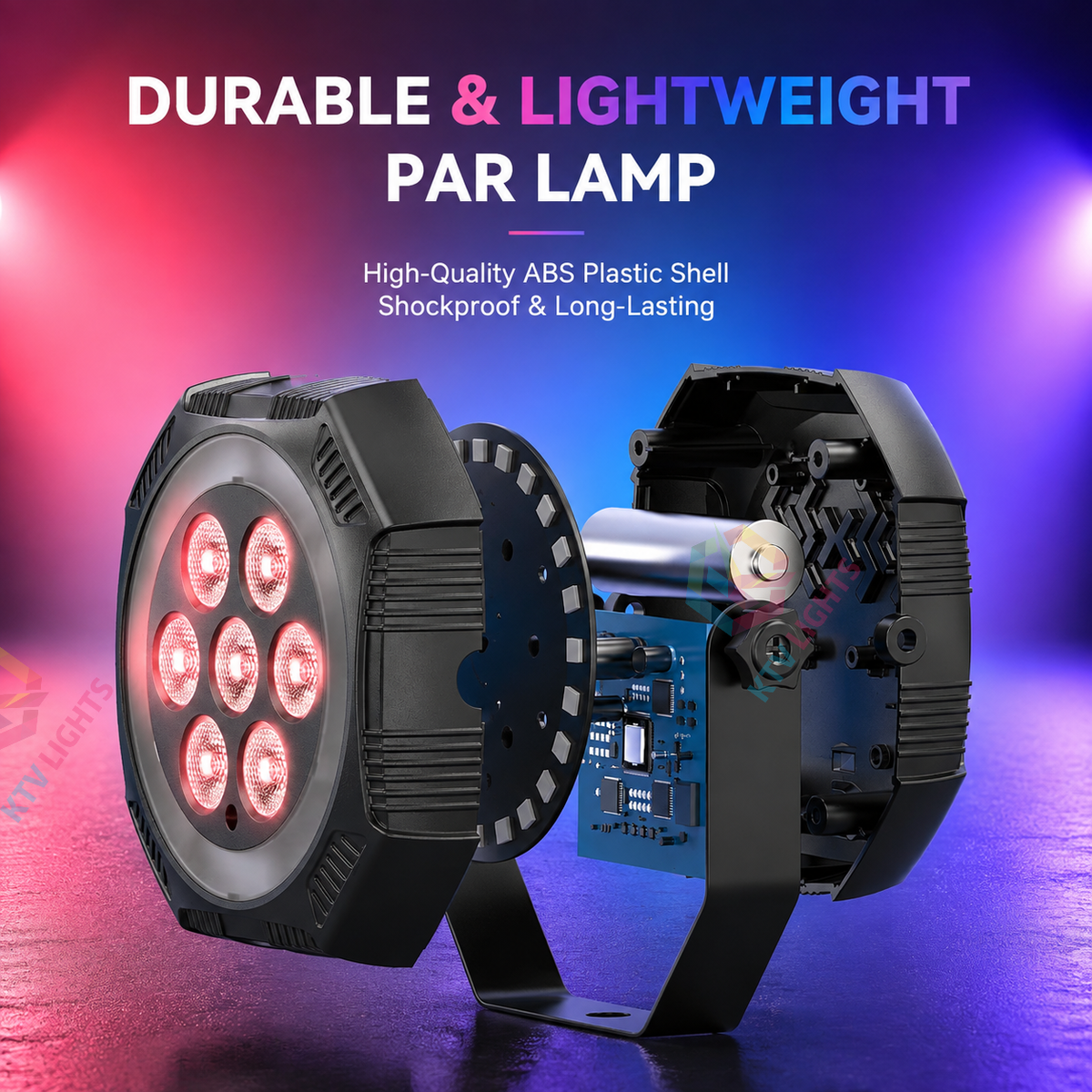 KTVLIGHTS 7-LED RGB Rechargeable PAR Stage Light-P48