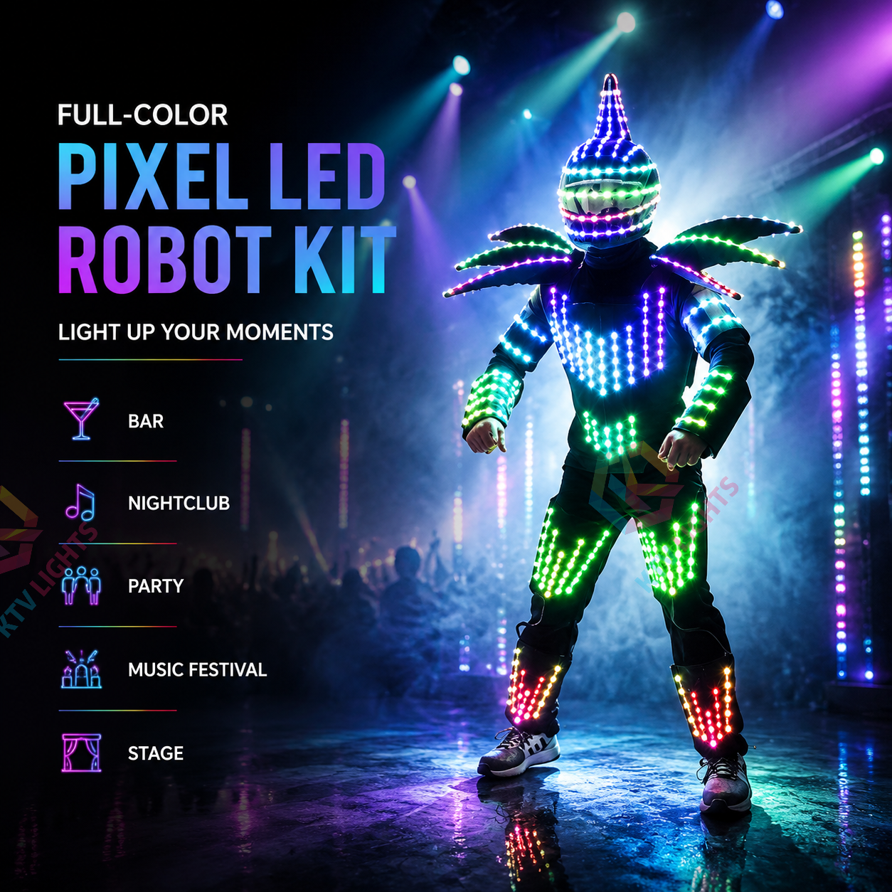 KTVLIGHTS Smart Pixel LED Robot Kit for DIY Costume & Events-M49