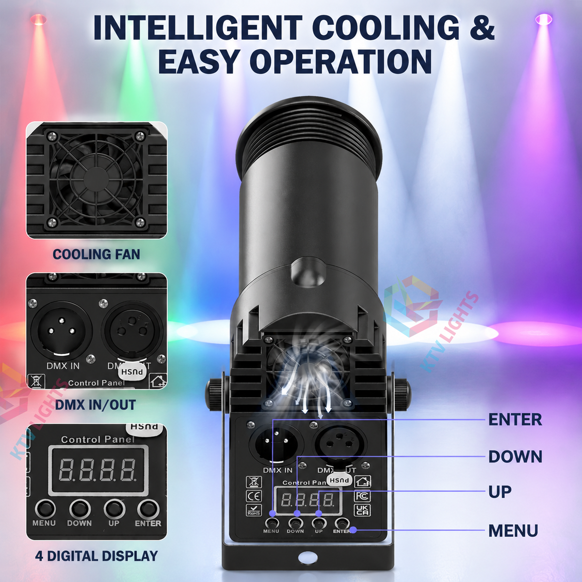 KTVLIGHTS 10W RGBW 4-in-1 LED Spotlight-J1