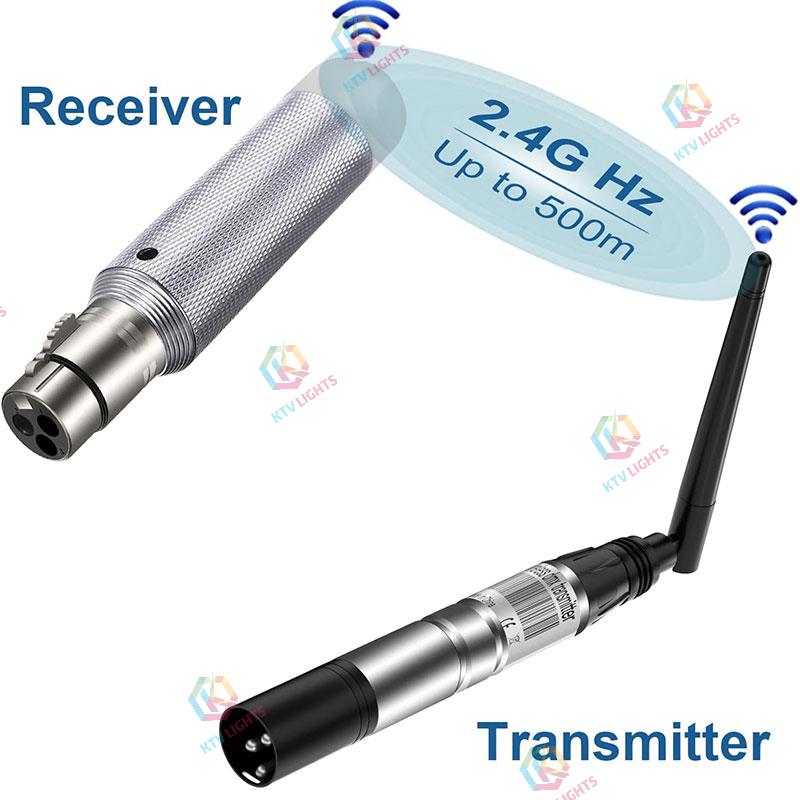 DMX Wireless 4Pcs, 3 Pcs Rechargeable Receivers and 1 Pcs 2.4G DMX 512 Transmitter