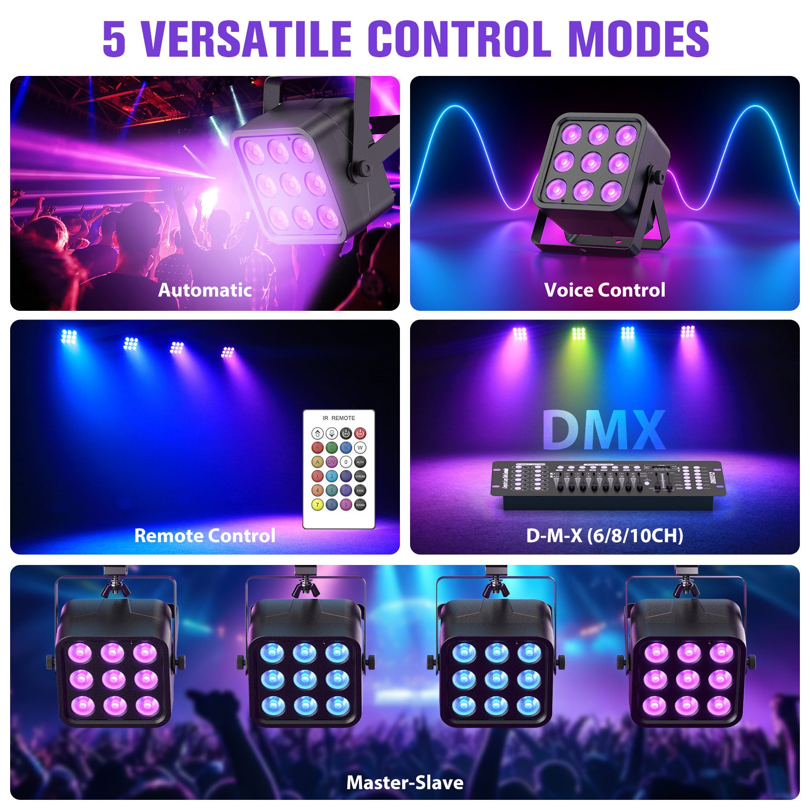 54W DMX6in1 RGBWAUV Rechargeable Stage Light-P25