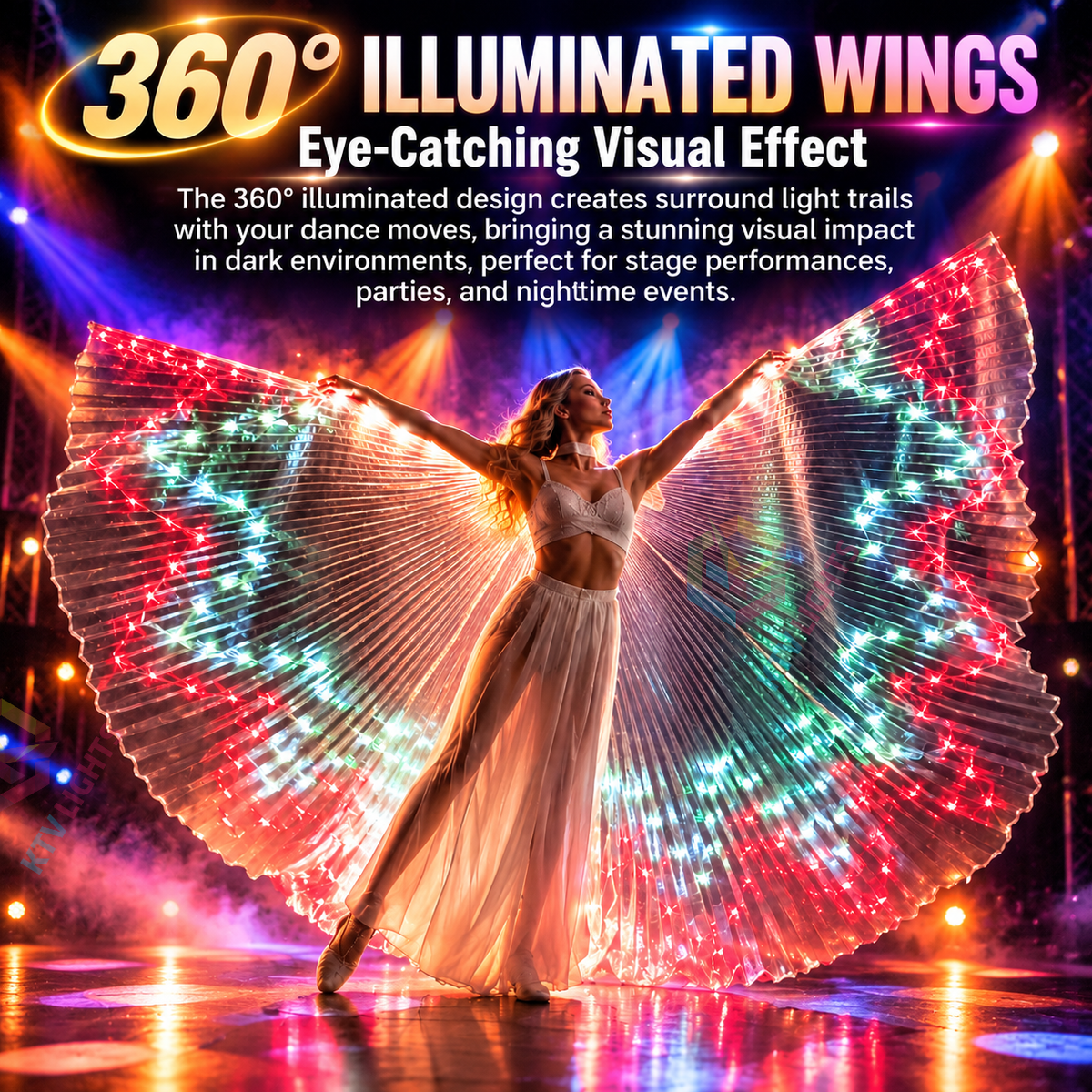KTVLIGHTS LED Light Up Wings for Dance & Stage-M71