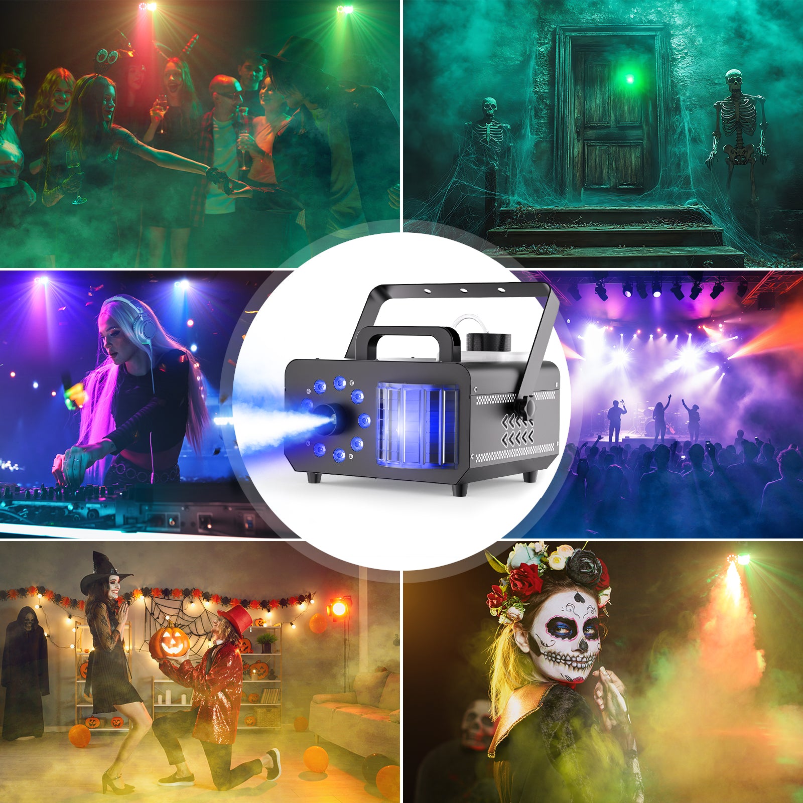 1200W RGB 9 LED Magic Ball Effect Smoke Machine-Y7