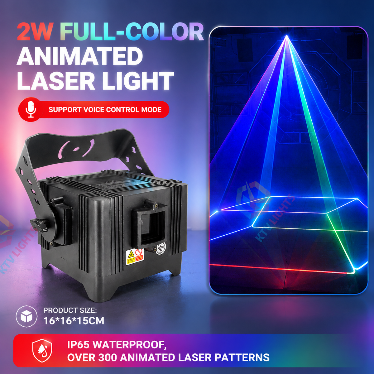 KTVLIGHTS 2W–10W Full-Color RGB Animation DMX Laser Light for DJ Stages-A29