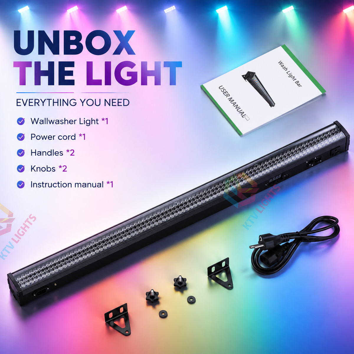 KTVLIGHTS 252-LED RGB 3-in-1 Stage Wall Washer Light-X11