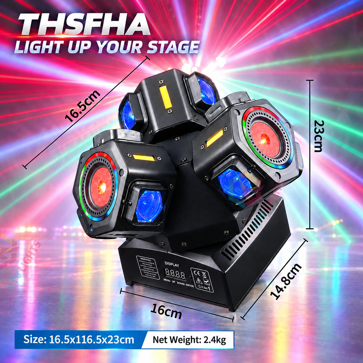 KTVLIGHTS 150W 3-Arm Moving Head Laser Beam DJ Stage Light-E97