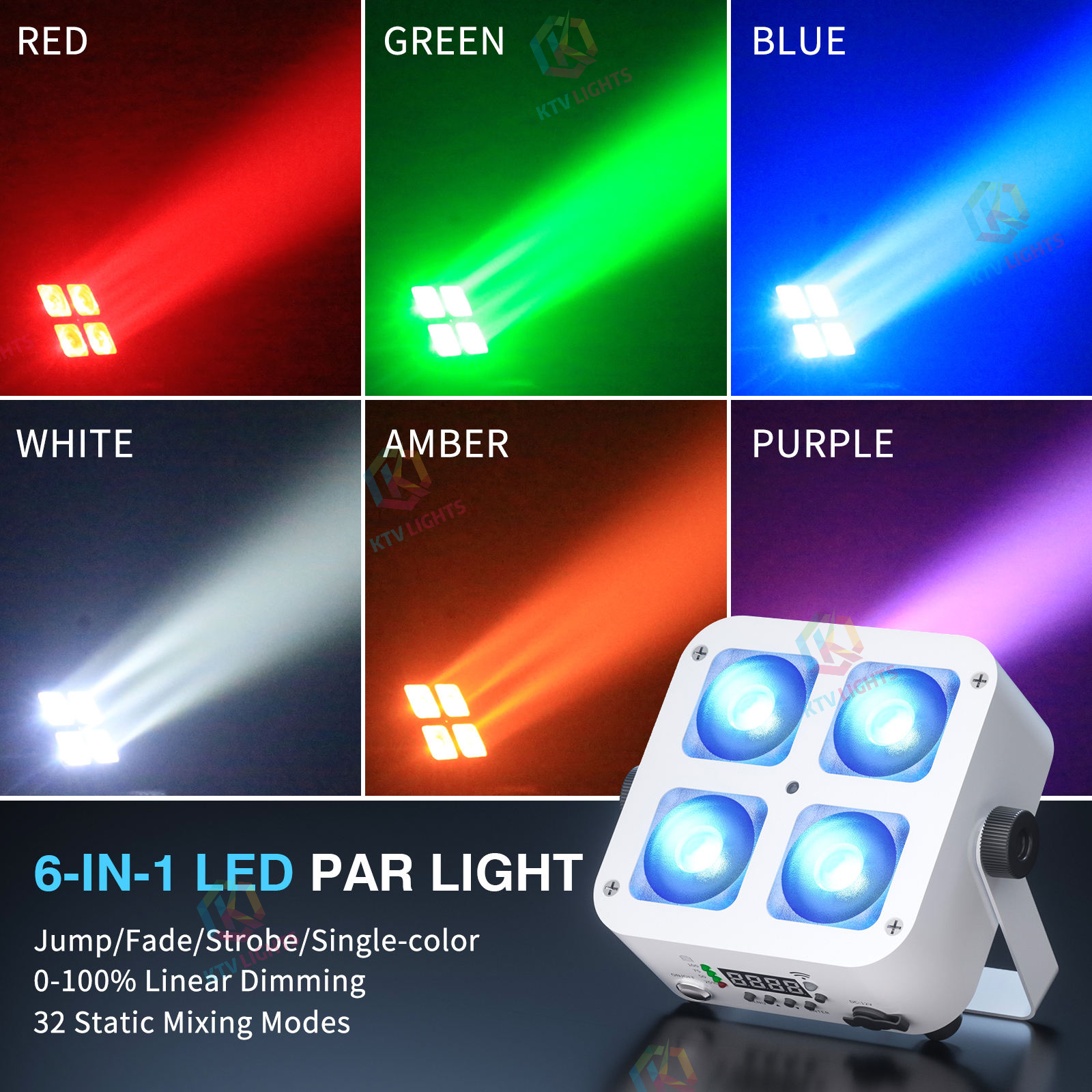 4x10W Rechargeable App-Controlled PAR Light - P66