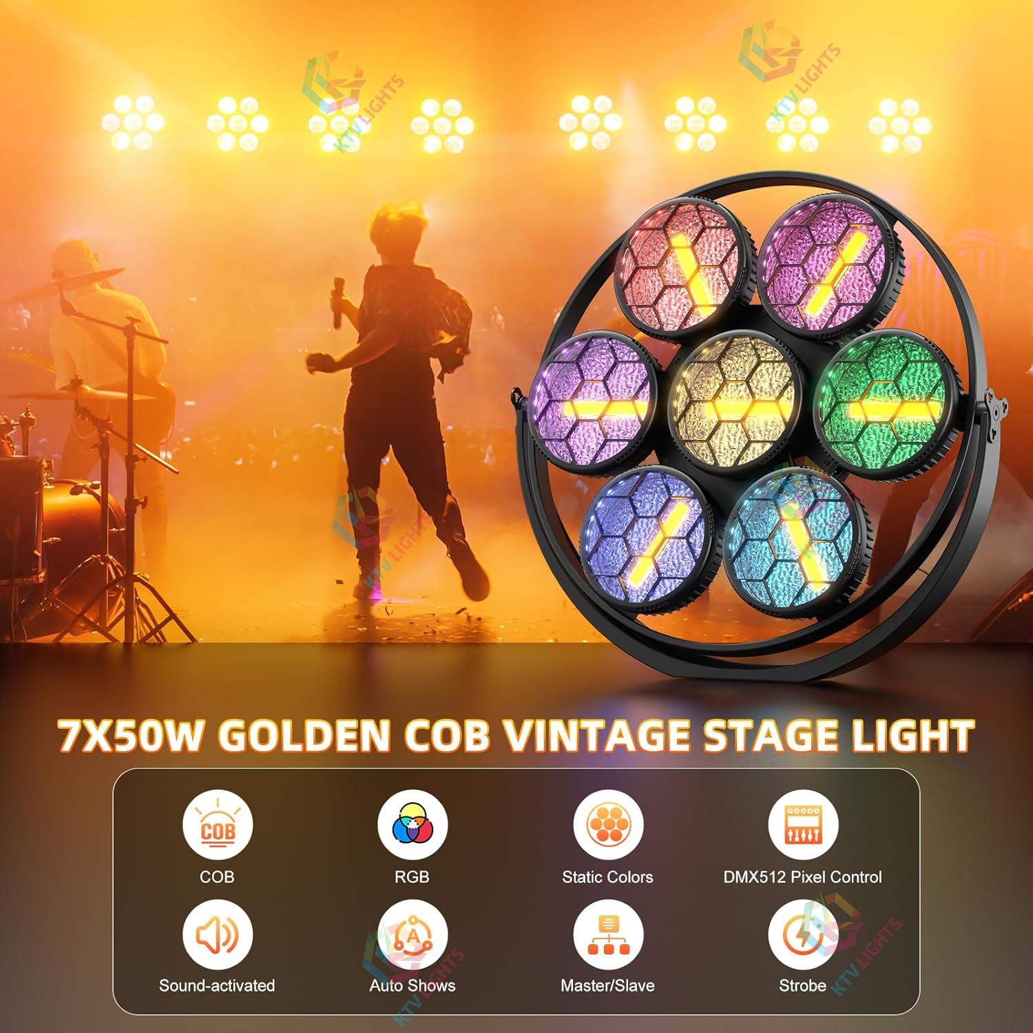 350W Retro Stage Light RGB COB 7 LED 4-in-1 Par Light-F3