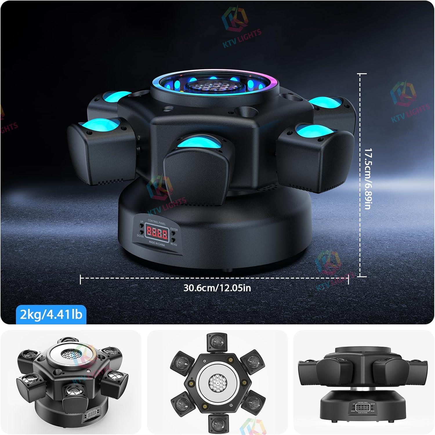 120W RGBW 6-Arm Moving Head Beam Light with Remote Control-E9