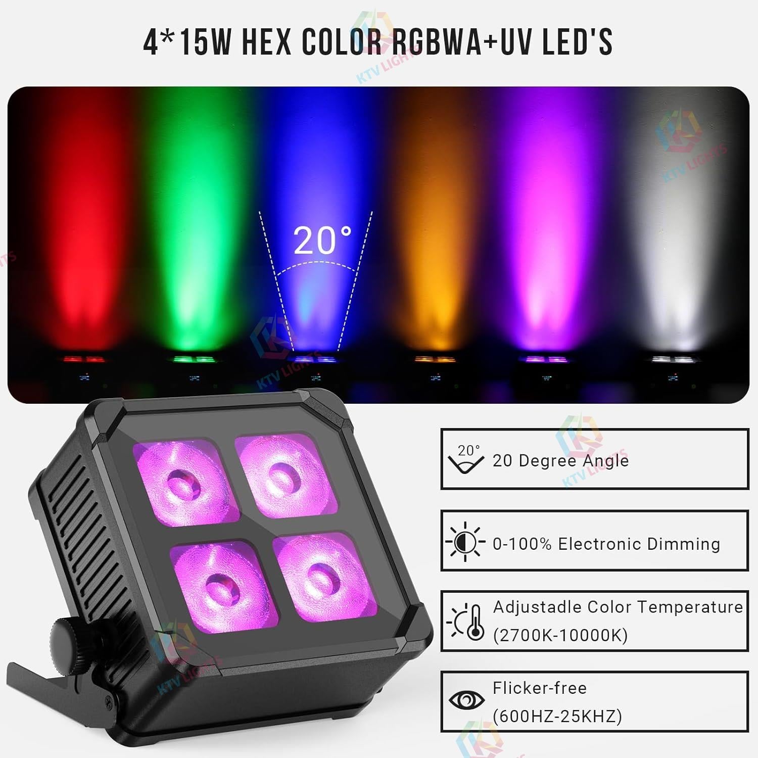 IP65 waterproof battery led 4x15w RGBW par light-P15