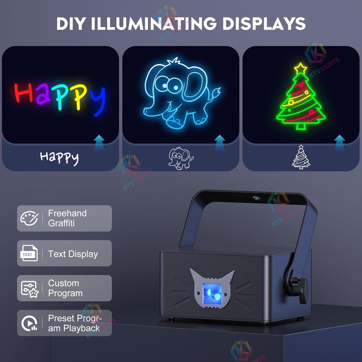 APP Full-Color RGB 3D Animated Laser Light - A34